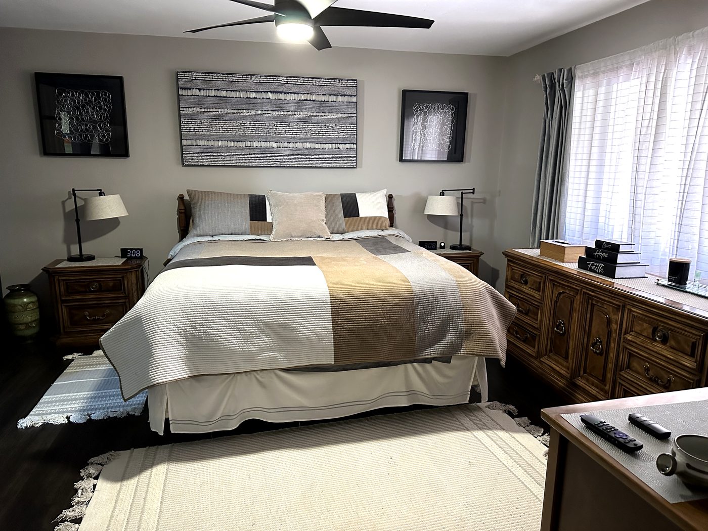 Family bedroom cleaned and made up