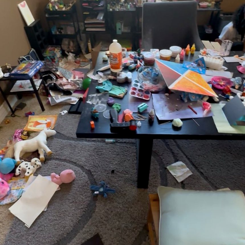 Craft room before and after a full reset — before